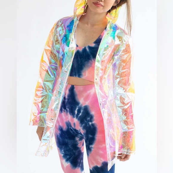 NWOT Cotton Candy Tie Dye Ribbed Tank Top Convertible Keyhole Asymmetrical Crop - Picture 15 of 15